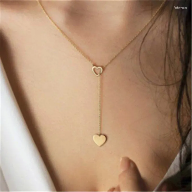 Pendant Necklaces 2024 Fashion Heart Necklace For Women Short Chain NecklaceBohemian Choker Holiday Beach Jewelry Gift
