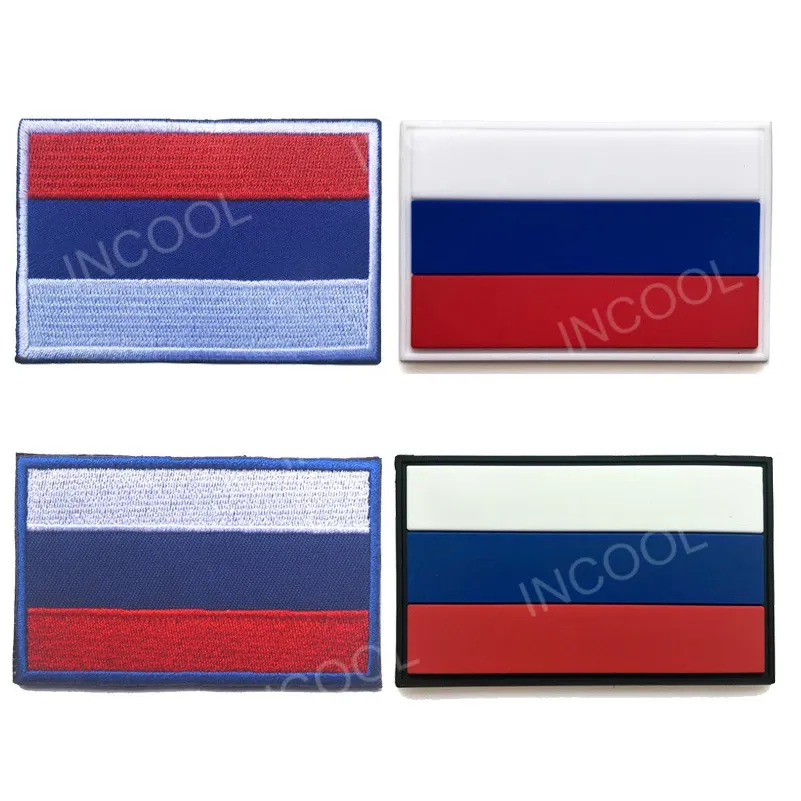 Infrarouge réflexion IR Russe Flags brodés Patches 3D PVC Patch Rubber Tactical Emblèmes Militations Badges de broderie