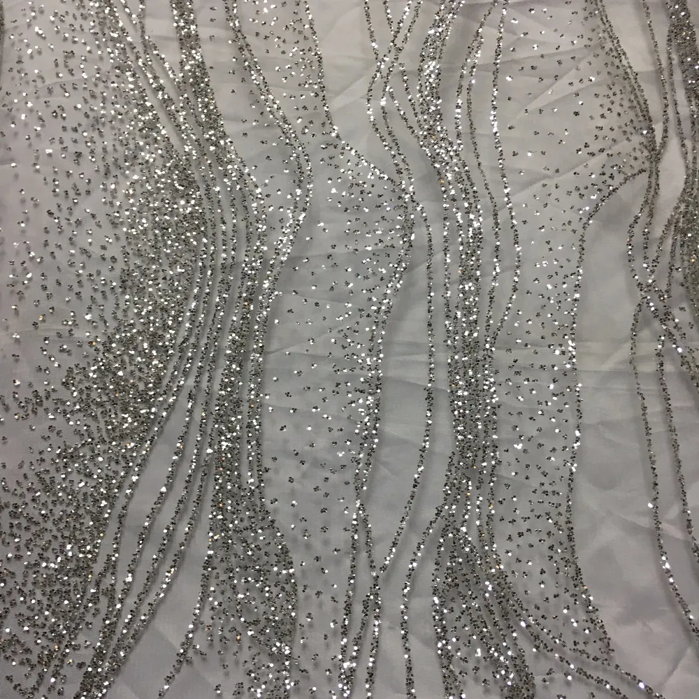 2017 Silver glitter African lace fabric with silver sequins mesh tulle  velvet fabric for dresses 49.2-55.1 in wide from Dhgate Fabric - price 68.35