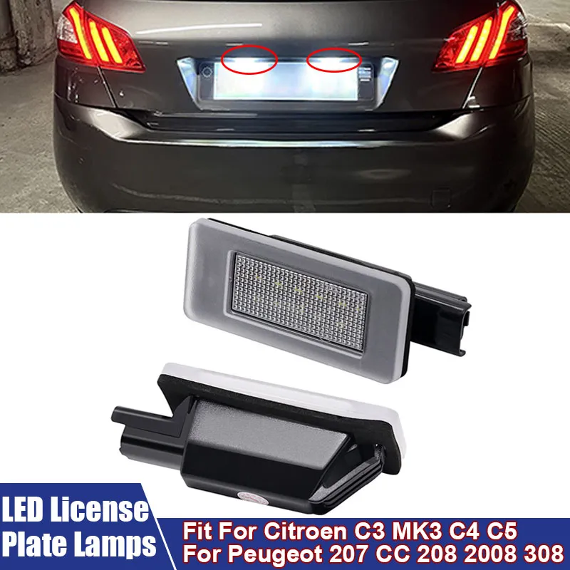 Ampoule LED Plaque Immatriculation TECTICO | Compatible Citroën C3-C5, Peugeot 208-3008 | Blanc Xénon, 2 Pièces