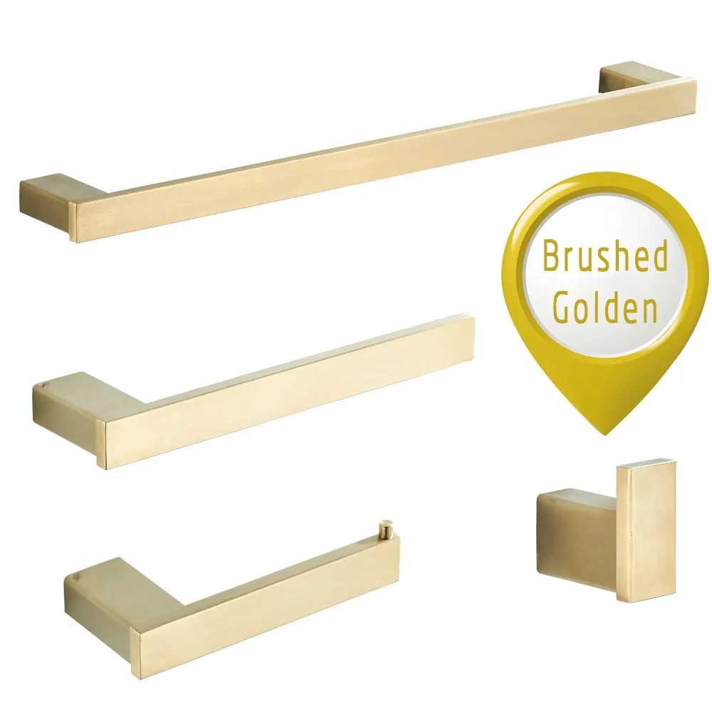 Badkamer hardware set geborsteld gouden gewaad haak handdoek railbar rek balk tissuepapier houder badkamer accessoires