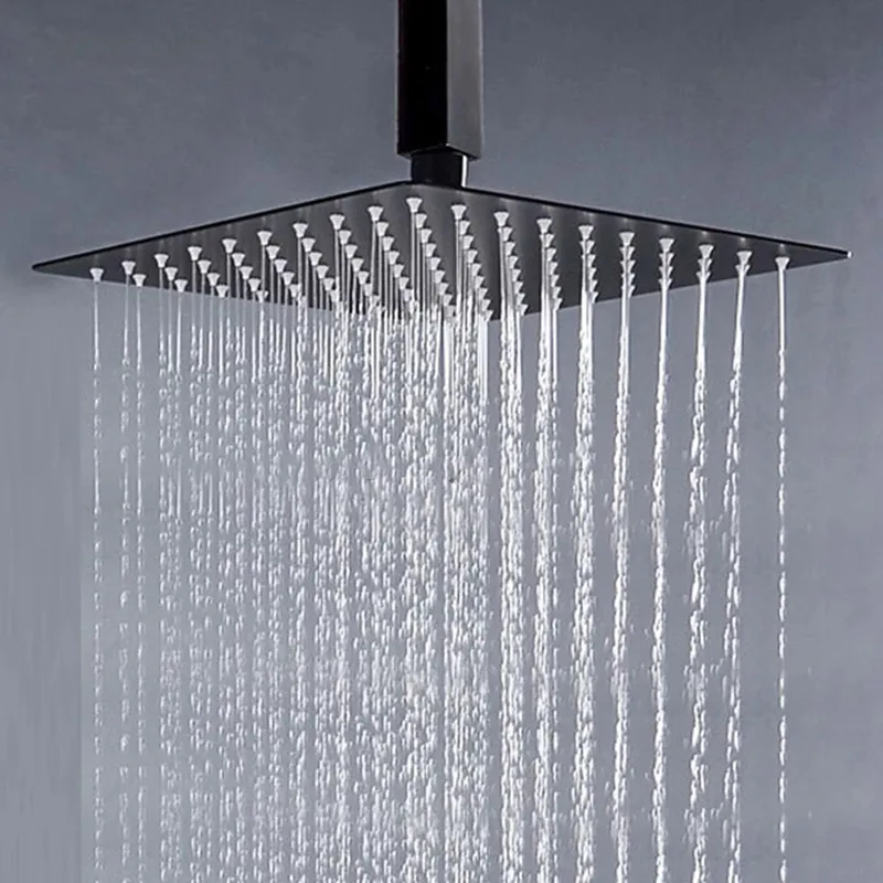 LED Digital Display matt svart dusch kranuppsättning badkar regn vattenfall duschsystem badblandare kran badrum varm kall mixer