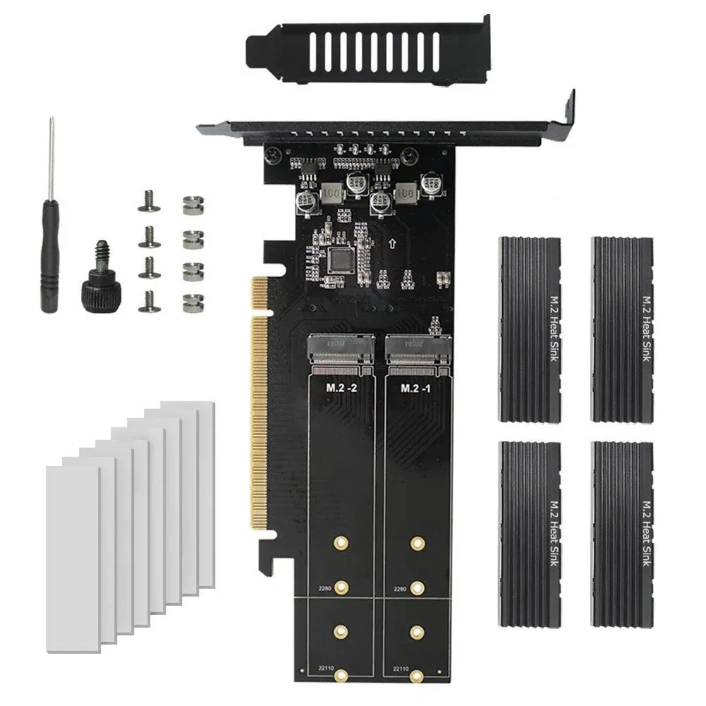 بطاقات PCIE إلى M2 Adapter Card PCIE X16 4 Port M2 NVME M KEY SSD ADD ON