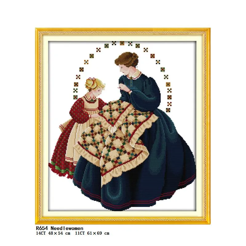 天使の母と子のキャラクターパターンクロスステッチ14ct 11ctカウントキャンバスファブリック刺繍キット針と糸の縫製