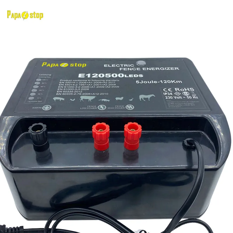 البيع الساخن Papastop AC 230V 5J أسود 12 كيلو فولت جودة عالية 120 كيلومتر بطول سور إلكتروني الطاقة energizer