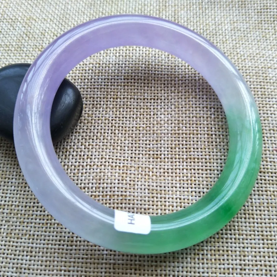 Certificado Grado A 100% Natural Lavender Jadeite Jade Bracelet Bangle A077344O