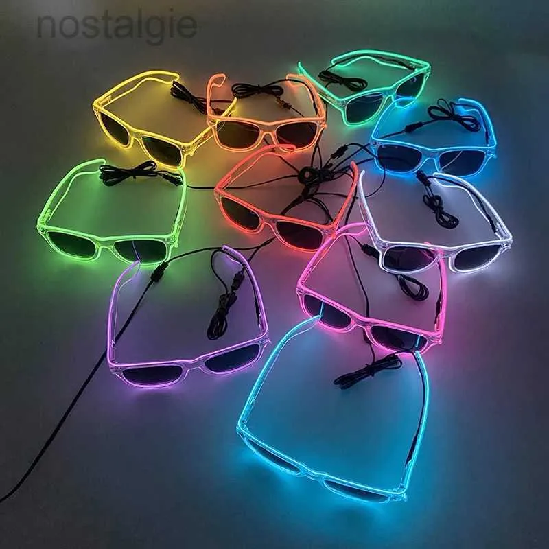 Led Rave Toy Fashion LED -lampor Glasögon El Neon Glow Light Solglasögon Ljus upp Party Toys Glow In the Dark Neon Party Favors for Wedding 240410