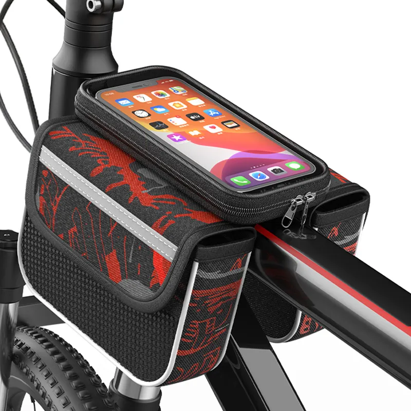 MTB Storage Bag, Bike Cell Phone Bag: Waterproof Bicycle Top Tube