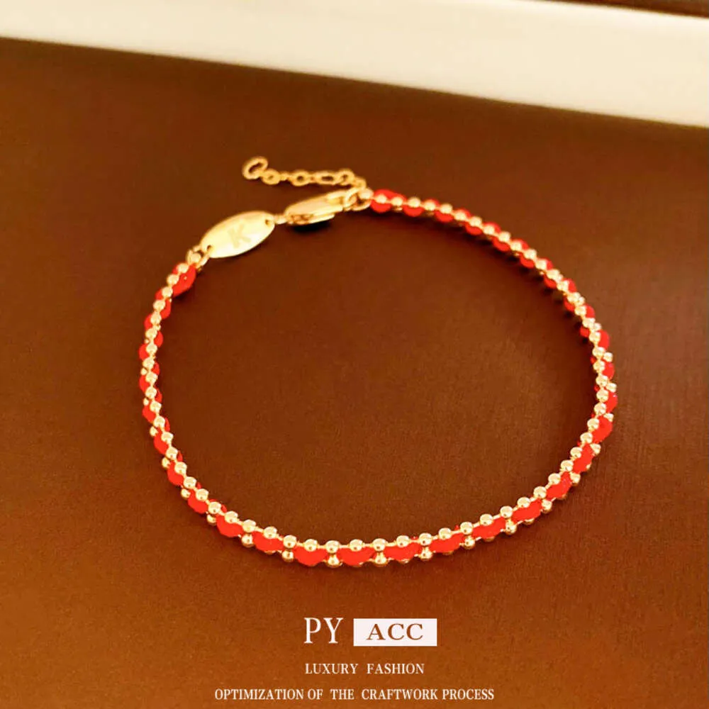 Real Gold Electroplated Red Letter tissé de Corée du Sud, bracelet simple et à la mode et polyvalent, Niche New Temperment Bracelet