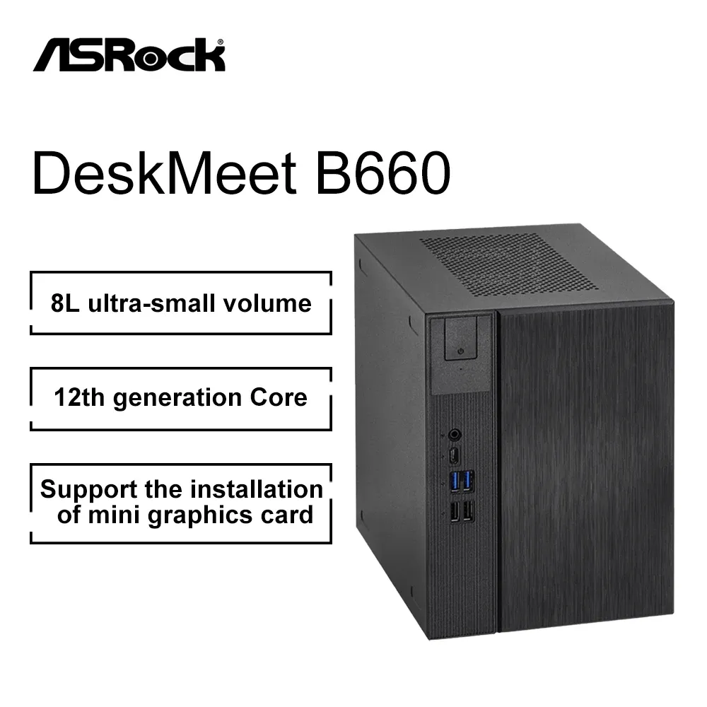 Płyty główne ASROCK Deskmmeet B660 obsługuje 13. 12. generacji Intel Core Processory LGA1700 128 GB DUALCHANNEL DDR4 SATA3 M.2 USB 3.2 Audio ALC897