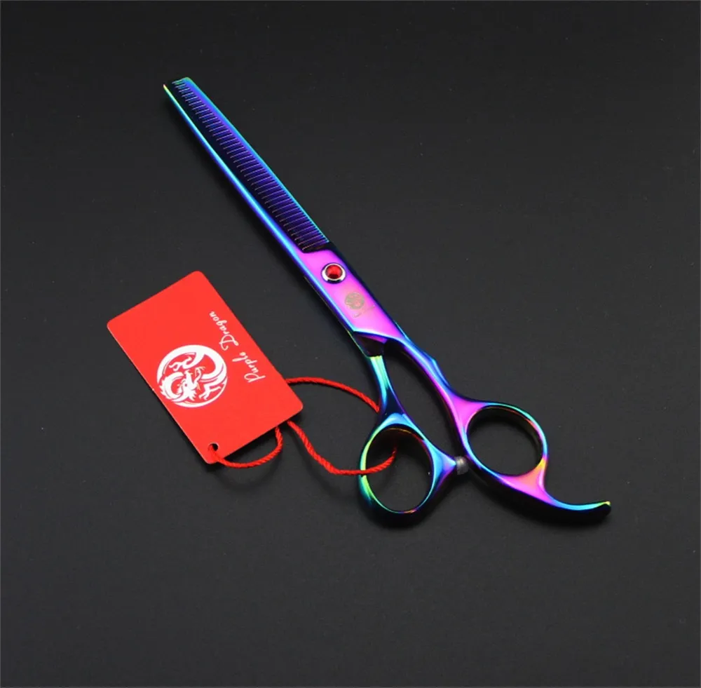 Purple dragon 7.0 inch Professional hair scissors for dog grooming pet scissor Straight +Curved +Thinning Shears +Comb (10)