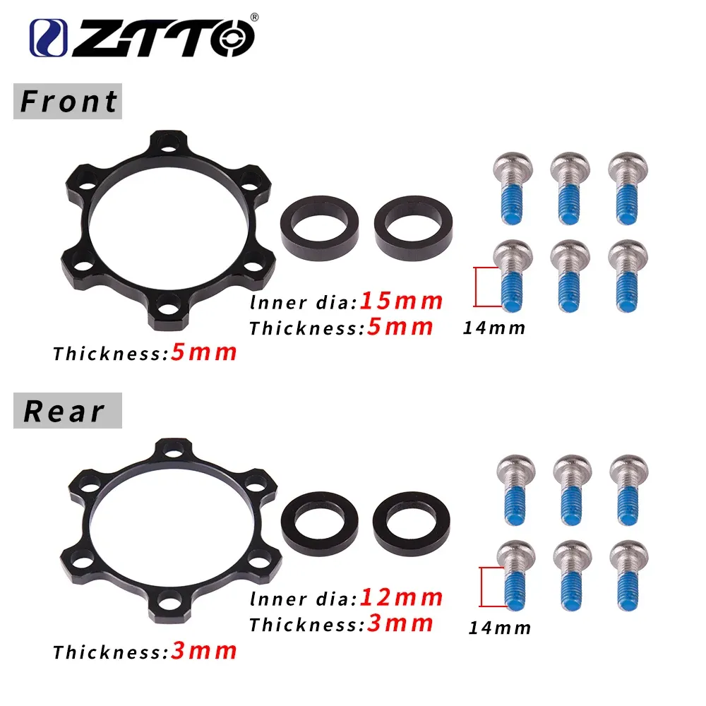 Adaptateur de moyeu de boost de vélo ZTTO Changer l'arrière avant 100x15 à 110x15mm / 142x12 à 148x12 mm Rondelle de l'espaceur 6 Boulon Standard à travers l'essieu Pièce