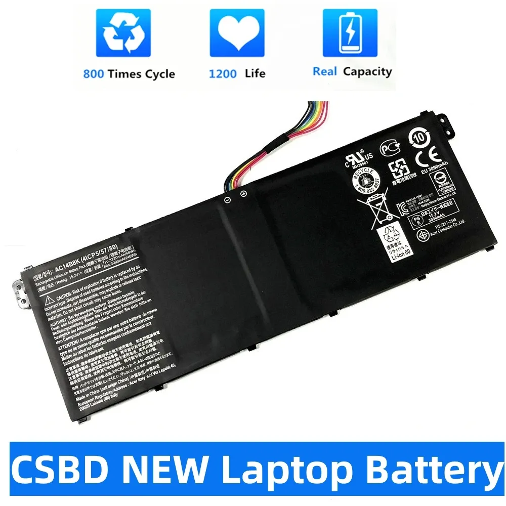 Batterien CSBD New AC14B8K AC14B3K -Laptop -Batterie für Acer Aspire ES1511 ES1512 ES1520 S1521 ES1531ES1731 E5771G V3371 V3111