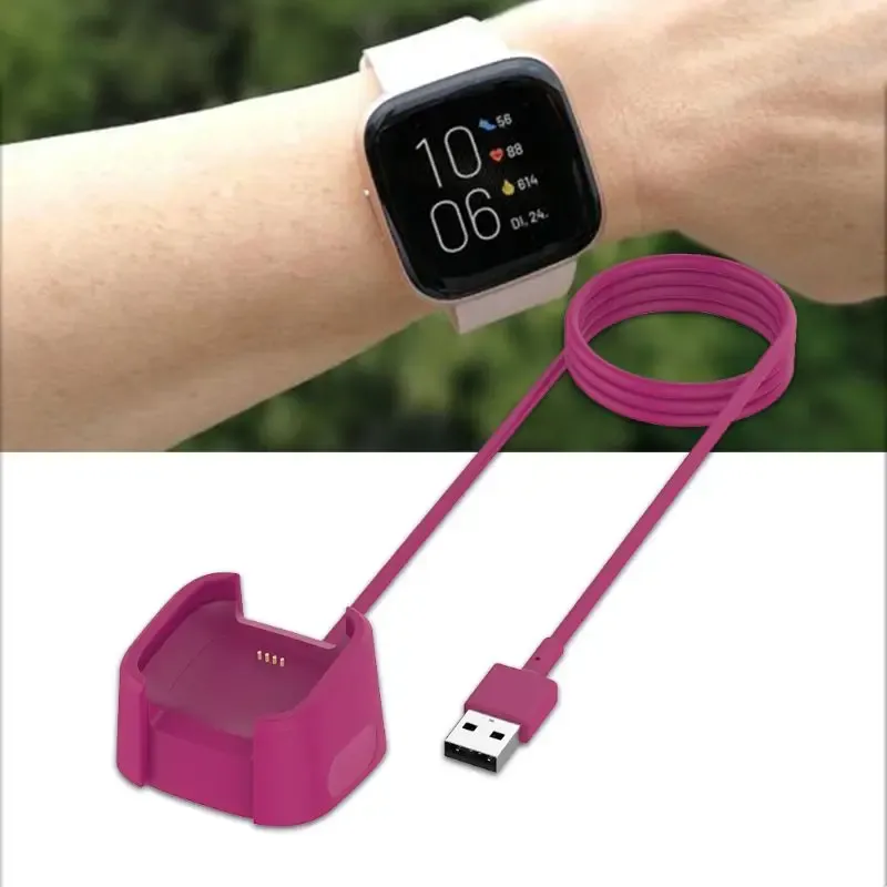 Fitbit Versa için 1 PC USB Şarj Cihazı Şarj Standı Tutucu Kablosu 2 Akıllı Bilezik İzleme