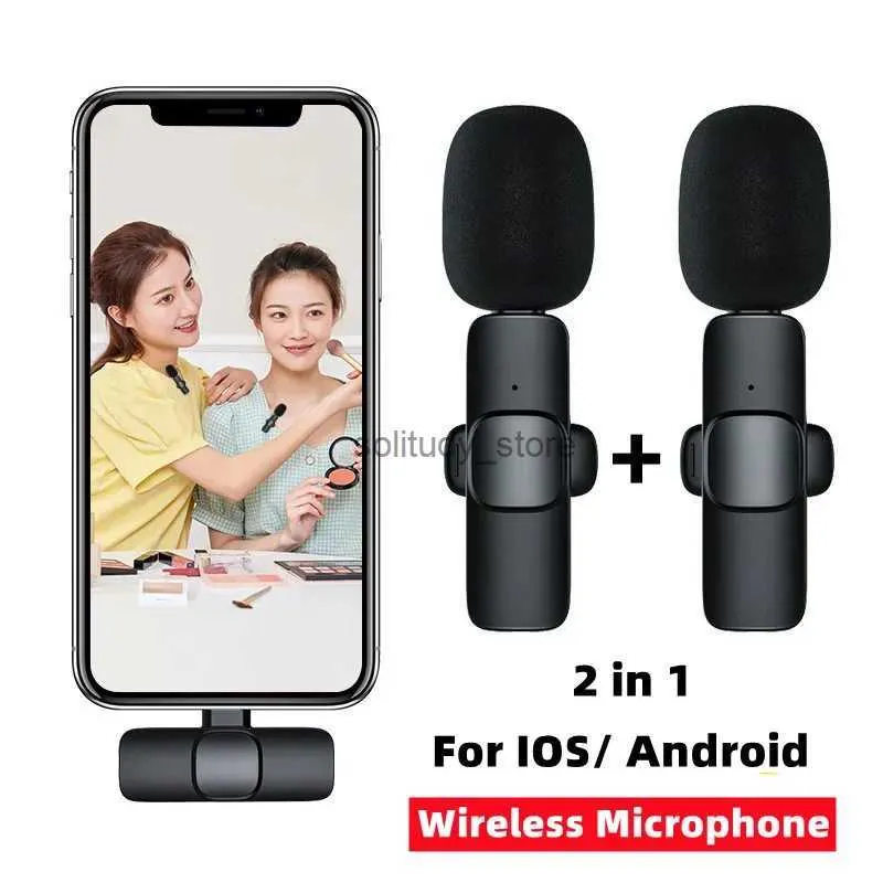 Microphones Wireless Lavalier Microphone Portable Audio et enregistrement vidéo adapté à l'iPhone Android Mobile Live Gaming Microphoneq