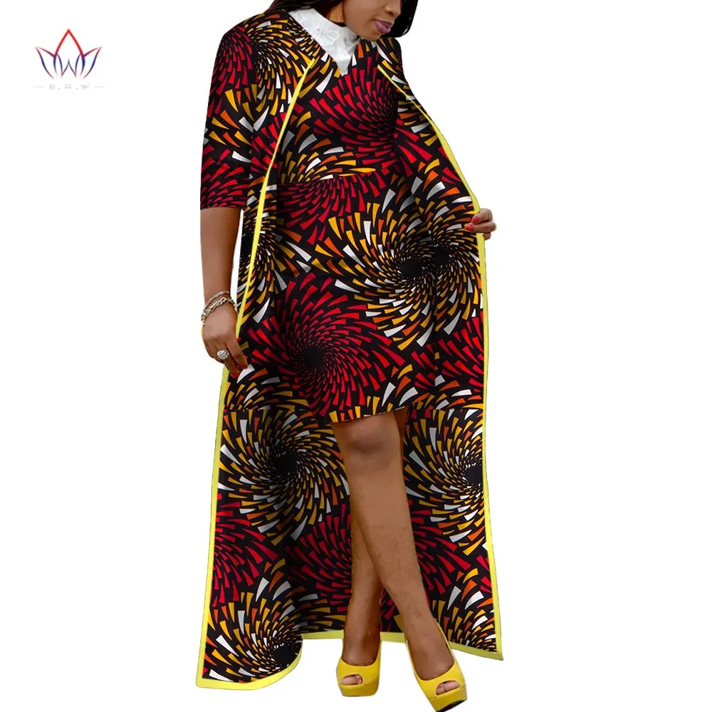 Elegant African Skirt Suit for Women Dashiki XLong Coat Bazin