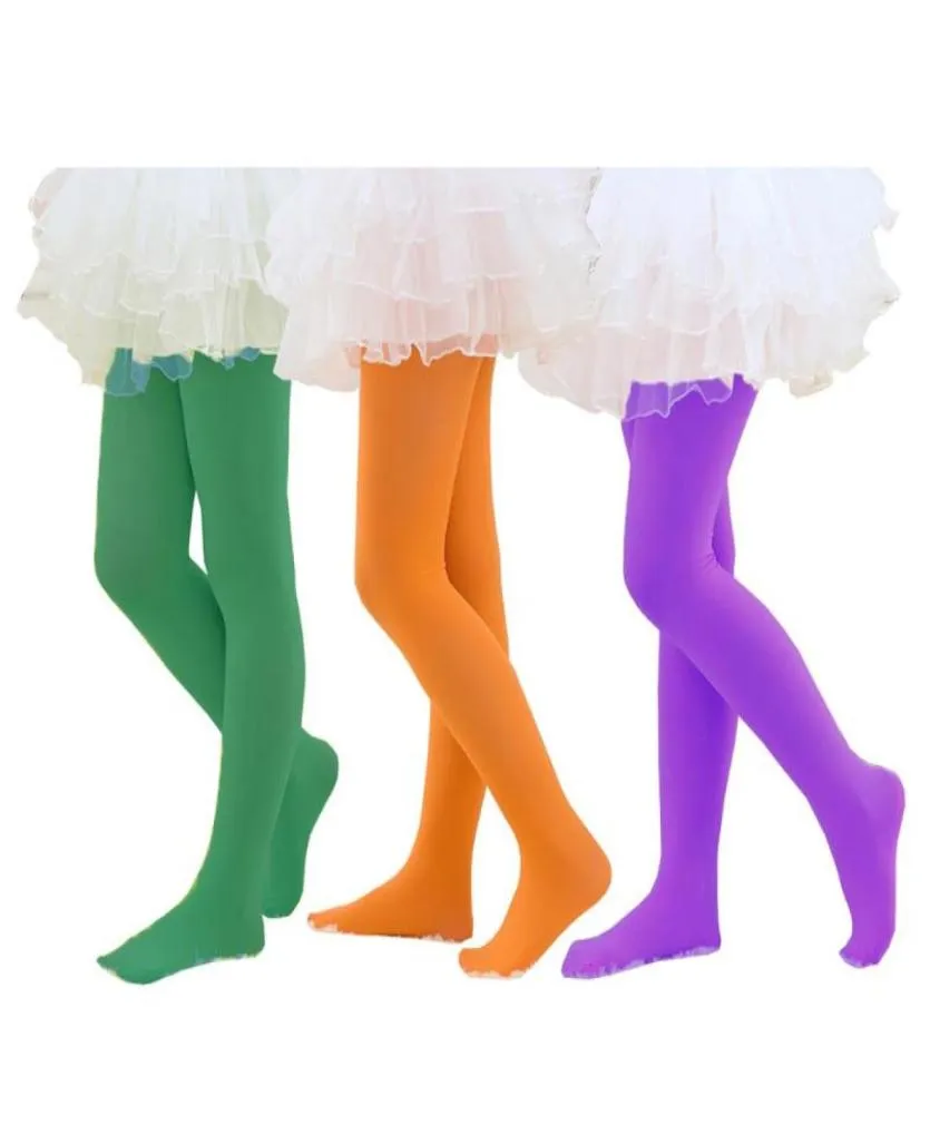 Footies 3pc Girls Footed piegati per bambini piccoli bambini grandi bambini spandex nylon 60d caramella color stage performance Halloween co3348942