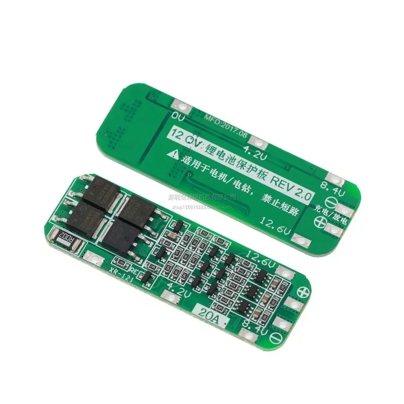 Chegada 3s 20A Bateria de lítio de lítio B BMS Protection Board 12.6V Cell 64x20x3.4mm módulo