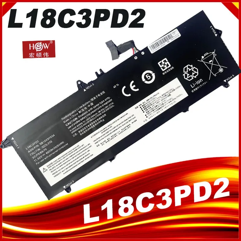 Batteries L18M3PD1 L18C3PD2 Laptop Battery For Lenovo ThinkPad T14S T490S T495S Series L18C3PD1 L18L3PD1 L18M3PD2 02DL013 02DL01