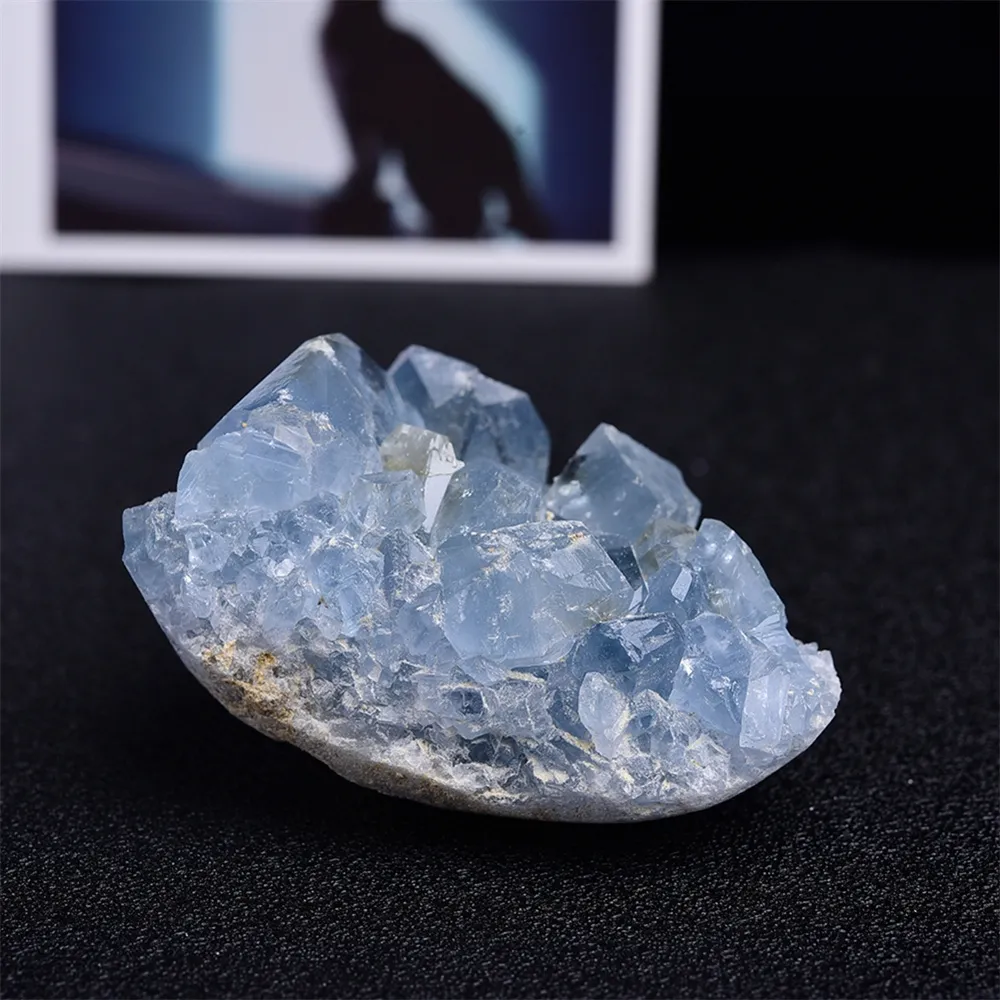 BAGNO NATURALE Madagascar Celestite Crystal Raw Druzy Cluster Sky Blue Geode Gamen minerale ruvido