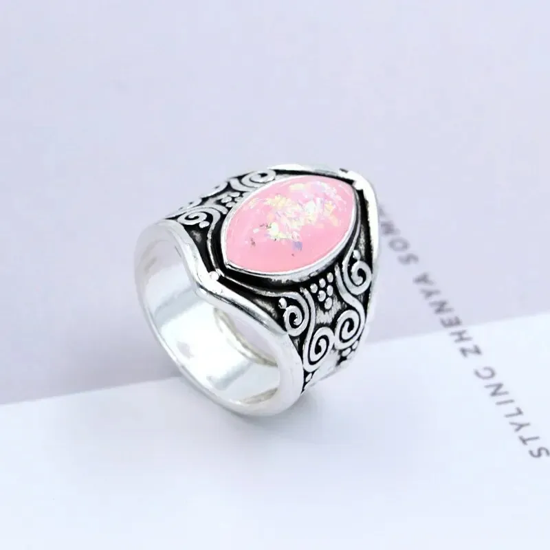 Zhenrong Wish Vintage Moonstone Ring Thai Punk Style exagéré bijoux en gros