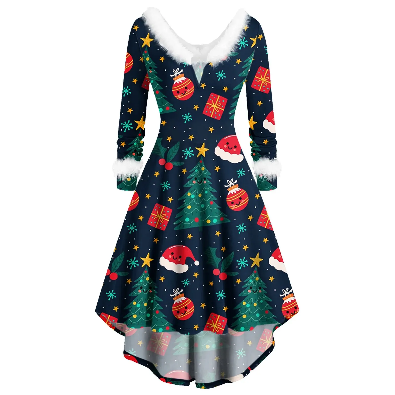 white christmas dresses Plus Size Xmas Christmas Holiday Festive Long Red Dress main image 1