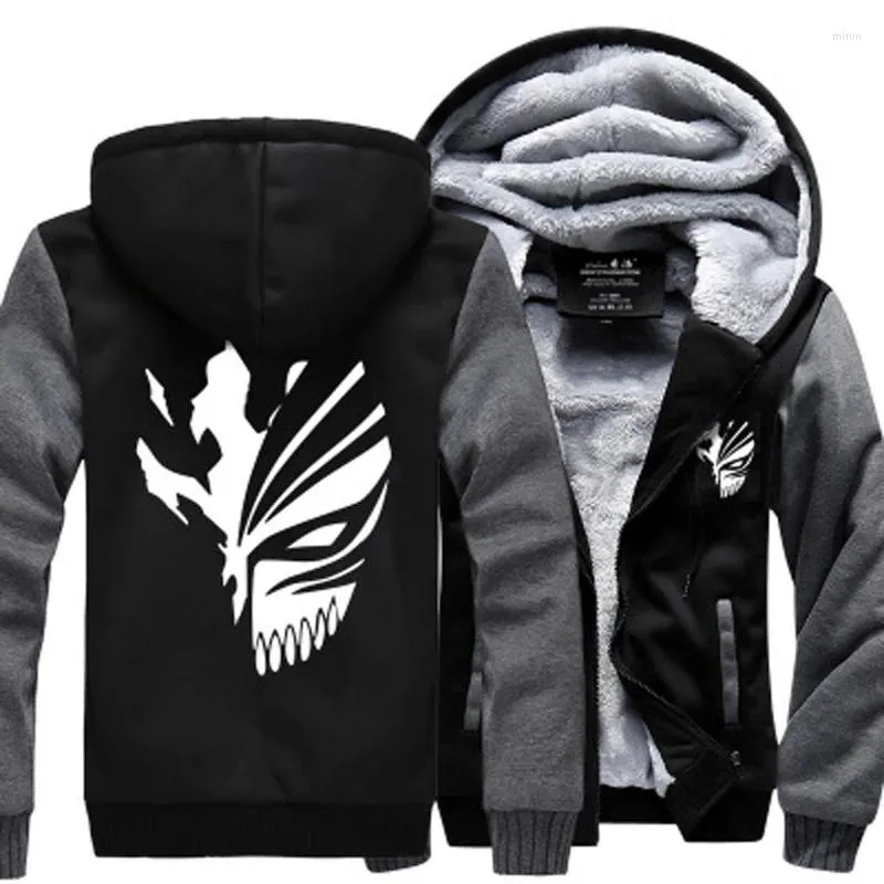 Erkek Hoodies Anime Bleach Erkek Sweatshirts 2024 Kış Kışla Kalın Polar Kurosaki Ichigo Hip Hop Moda Fermanlı Hoodie Hayranlar İçin