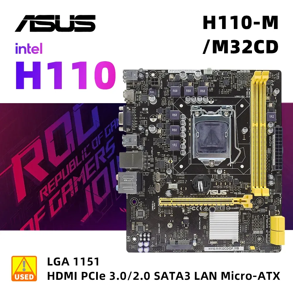 Motherboards LGA 1151 ASUS H110M/M32CD Motherboard Kit DDR3 Intel H110
