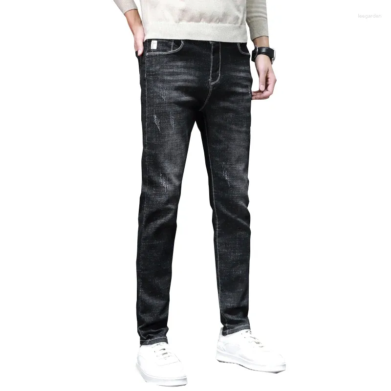Jeans masculin automne et pantalon long hiver en denim extensible décontracté gris noir