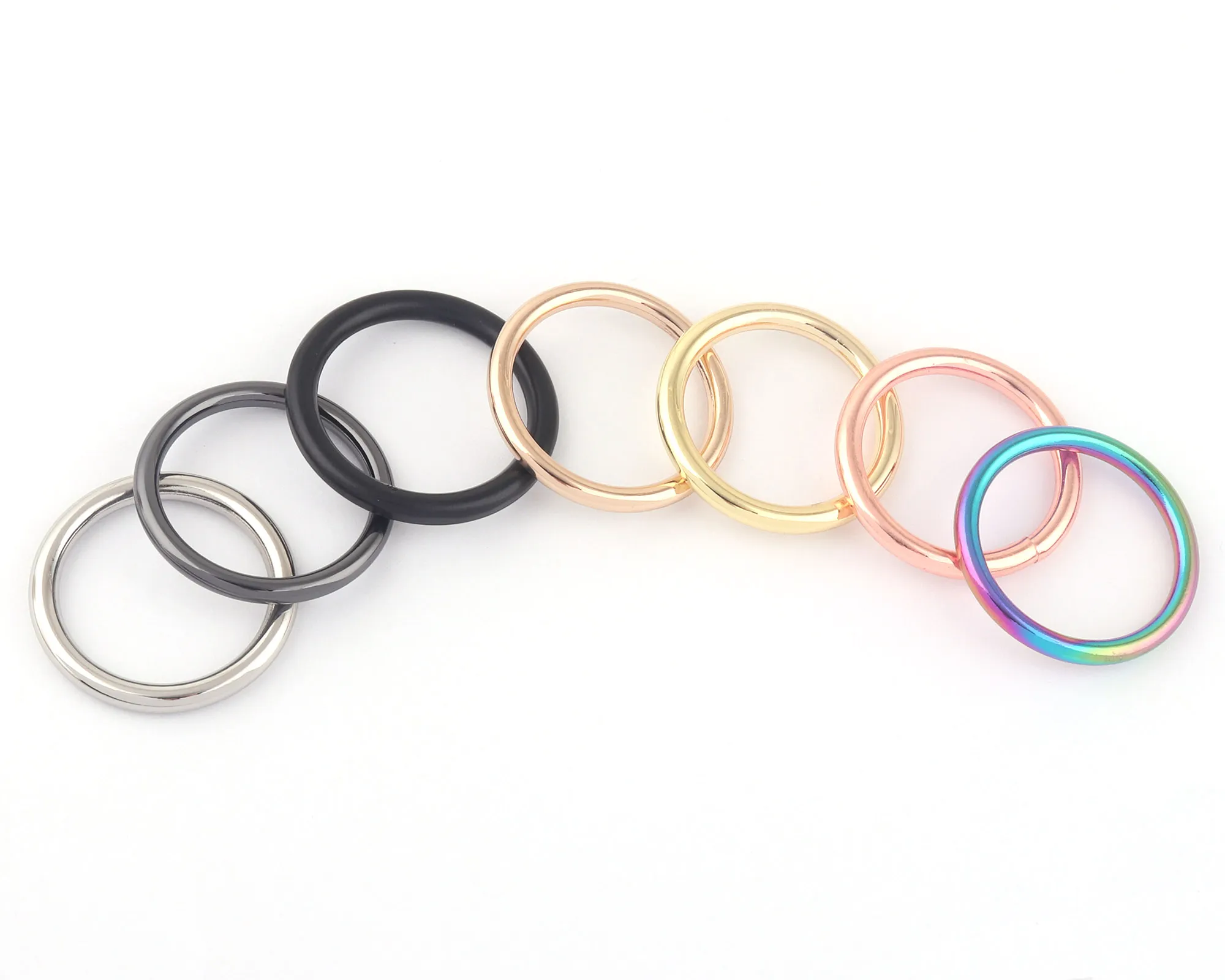 25mm Rainbow Metal Slide O Ring Welded Loop Round Lanyard Buckle Ring,Handbag Purse Bag Webbing Making Hardware Leather Craft