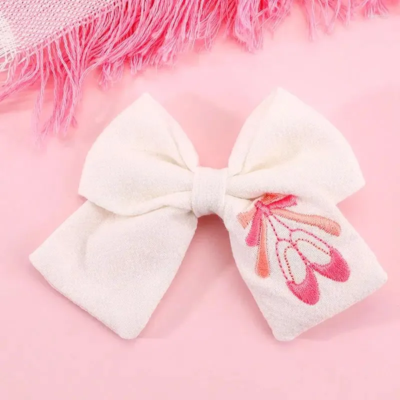 Hårtillbehör Fashion Embroidery Pink Ballet Shoes Hairpins Handmade Ribbon Bow Clip for Girls Kids Bowknot Hairpin Tillbehör