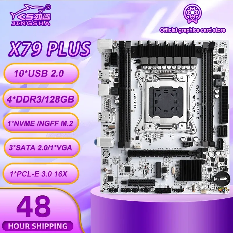 Cartes mères Jingsha X79 Plus Support de carte mère Intel V1 / V2 Processeur DDR3 ECC RAM LGA2011 V1 / V2 CPU MATX USB2.0 SATA2 PCIE NVME M.2 SSD