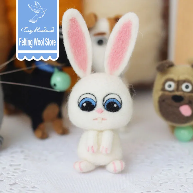 No Finish Wool Felt Kit Funny Handmade Dachshund Dog Rabbit Cat Animal Wool Needle Felt Kit Package For Children Kids DIY Gift