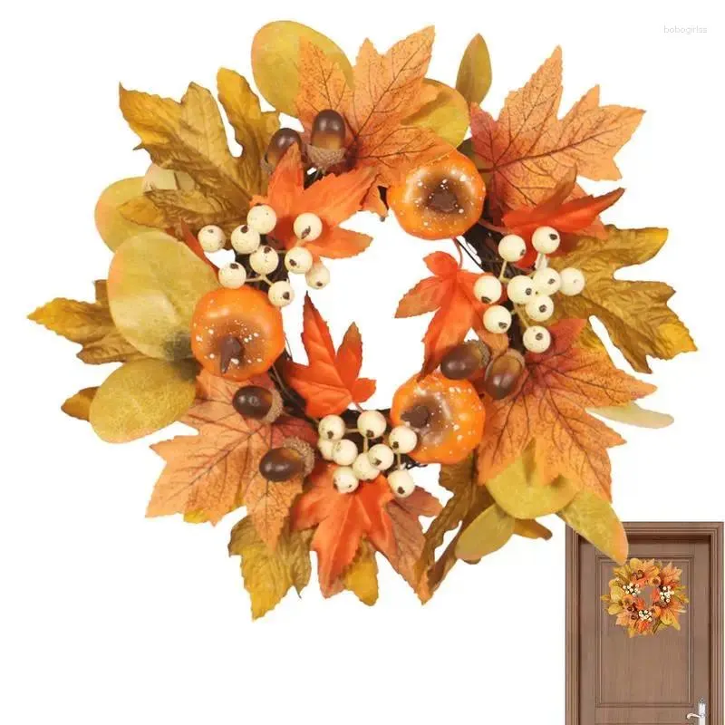 Decoratieve bloemen herfst tafel decor kunstmatig schuim faux bladeren hangende kransen thanksgiving gele blad pompoen krans decoations