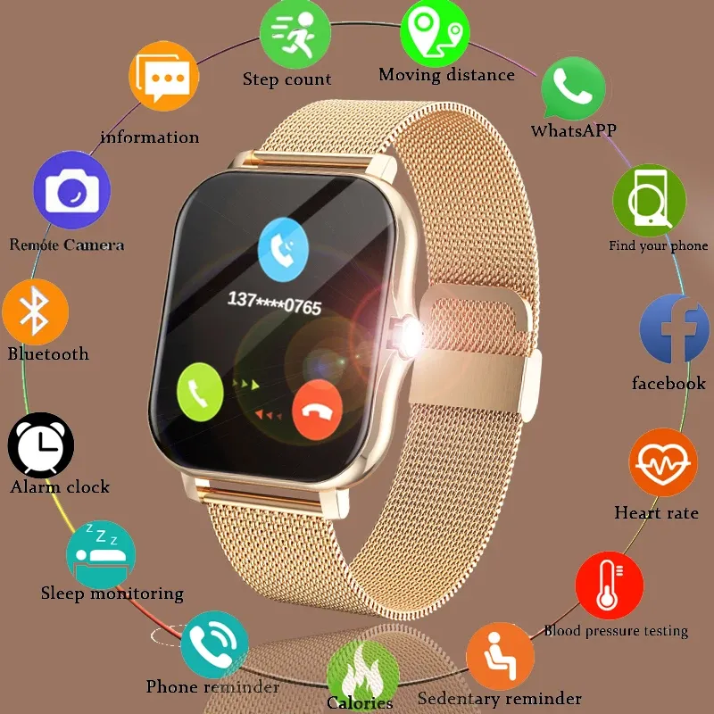 Uhren 2024 Neue Frauen Smart Watch Männer 1.69 "Farbbildschirm Voll Touch Fitness Tracker Bluetooth Call Smart Clock Ladies Smartwatch Frauen