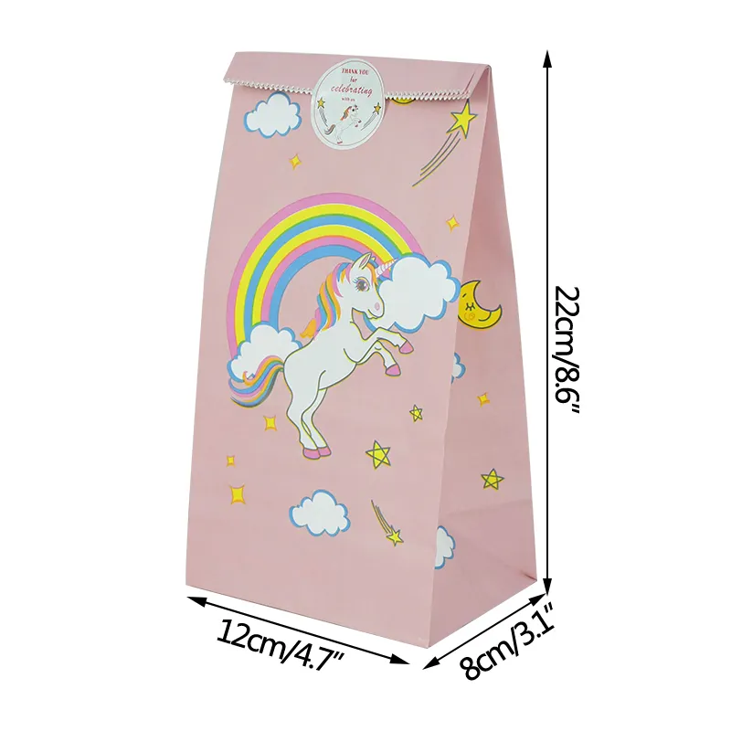 Unicorn Party Paper Box Candy Bag Wedding Baby Shower Presentlåda Kakor Väskor Kids Birthday Party Favors Decorations Presentväskor