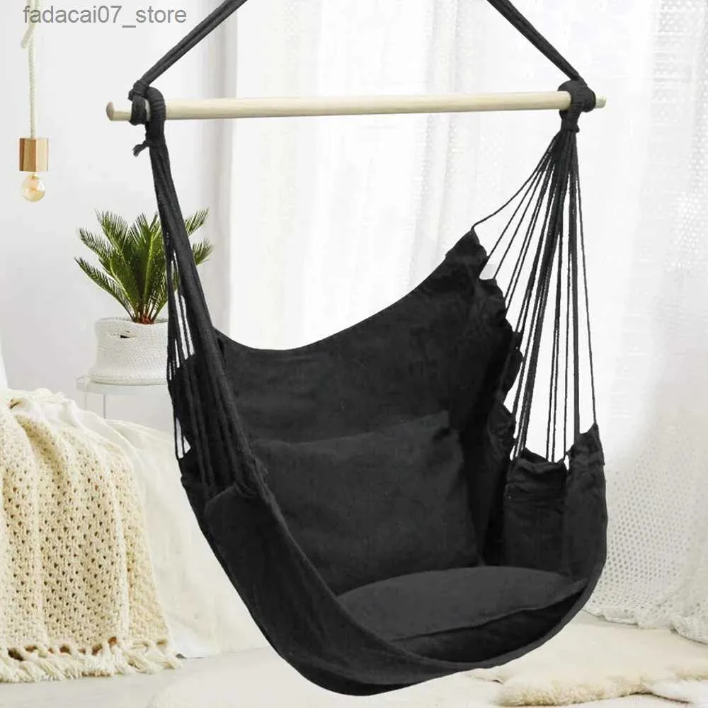 Hamacs Hammock Chaise suspendue chaise oscillante corde portable et chaise hamac confortable accrochée chaise swing de sommeil maison et transport direct extérieurq