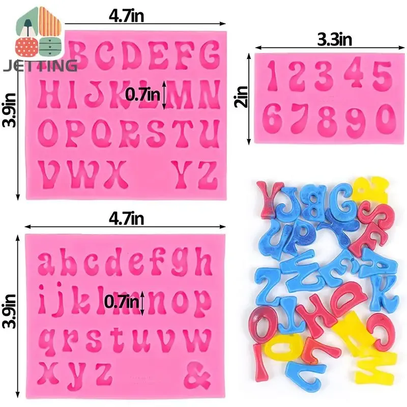 Moules de lettres de 3pcs pour les fraises recouvertes de chocolat en silicone en majuscules en mire en miruité alphabet moule fondant pour fabriquer des bonbons