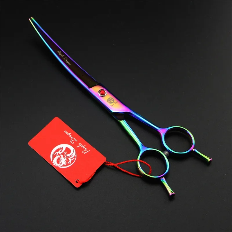Purple dragon 7.0 inch Professional hair scissors for dog grooming pet scissor Straight +Curved +Thinning Shears +Comb (3)