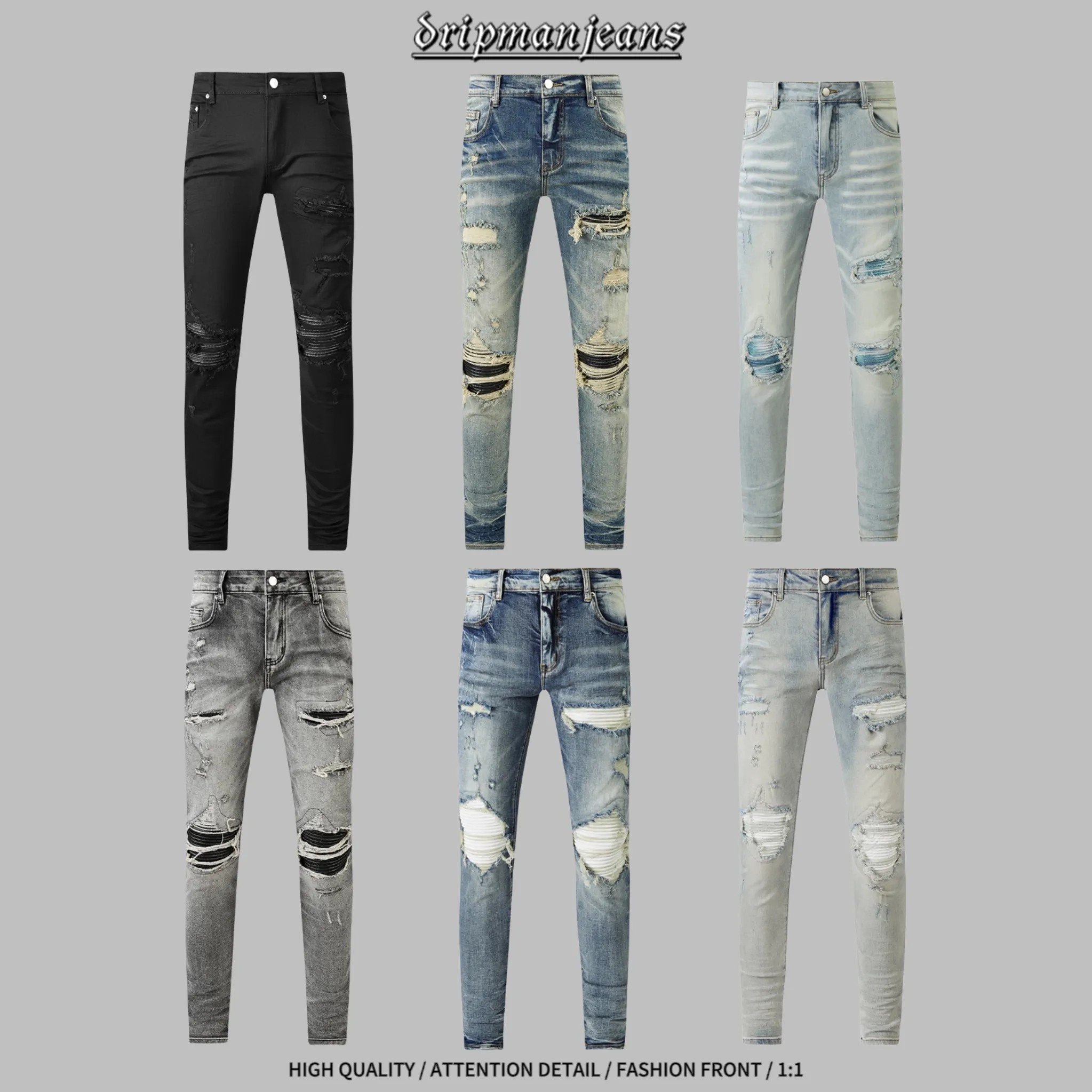 Am Jeans Designer Jeans Usadrip Jeans Jeans pour hommes Slim Jeans de haute qualité jeans Hiphop Jeans Skinny Jeans Pantal