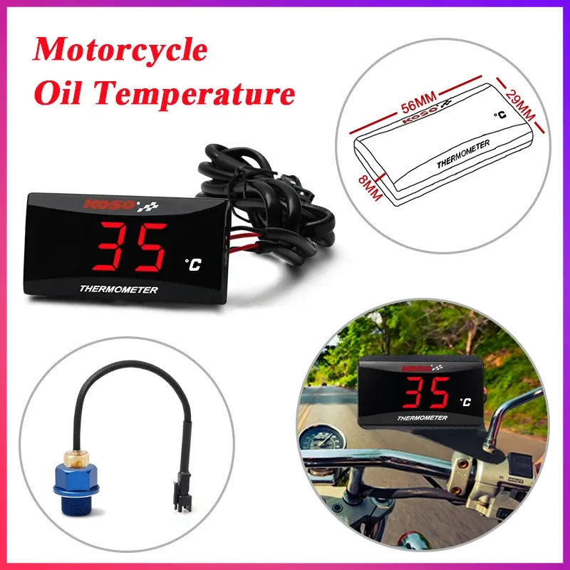 KOSO Motorcykeloljetemperatur för NMAX125 XMAX250 300 NMAX CB 400 CB500X Adapter Scooter och Racing Motorcykeltermometer