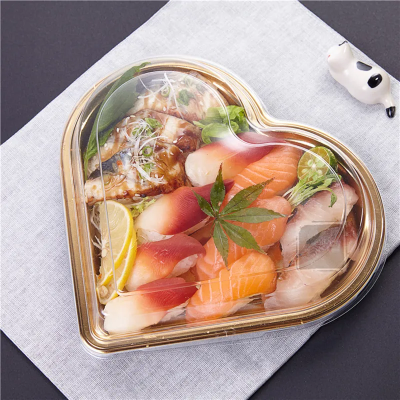 Piatto di sushi a forma di cuore Piatto sashimi da asporto usa e getta per consegna di cibo per alimenti per alimenti per alimenti PS Insalata di fast food