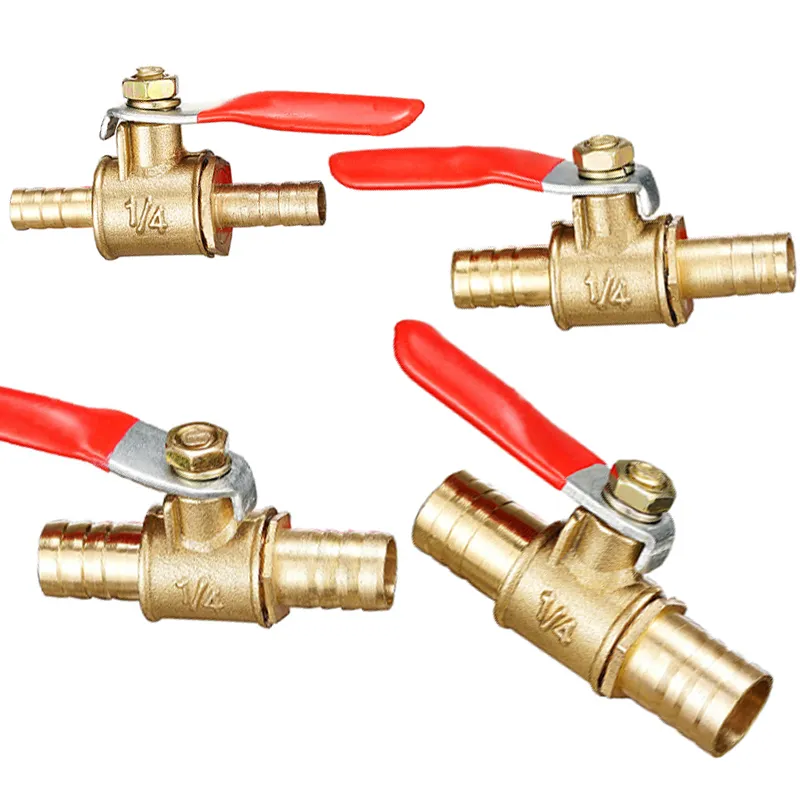 Hose Barb Inline Brass Water Oil Air Gas Fuel Line Shutoff Ball Valve Pipe Fittings