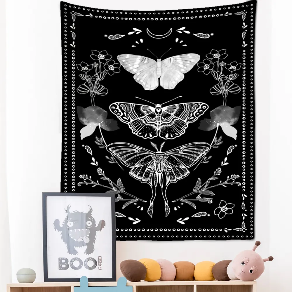 Psychedelische vlindertapijtwand hangende tarot hekserij tapiz hippie bohemian -stijl mysterieuze esthetiek kamer huisdecoratie
