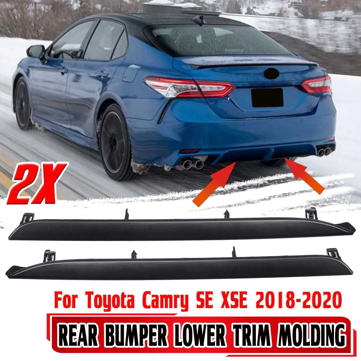 2X Rear Bumper Lower Trim Molding For 2018-2020 Toyota Camry SE/XSE | AUXITO Direct Fit