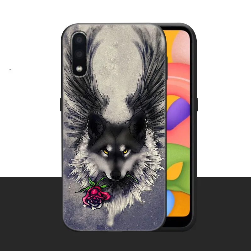 Animal Tiger Phone Case pour Samsung Galaxy A01 A03 Core A02 A10 A20 S A11 A30 A40 A41 A5 2017 A6 A8 plus A7 2018 Couverture noire