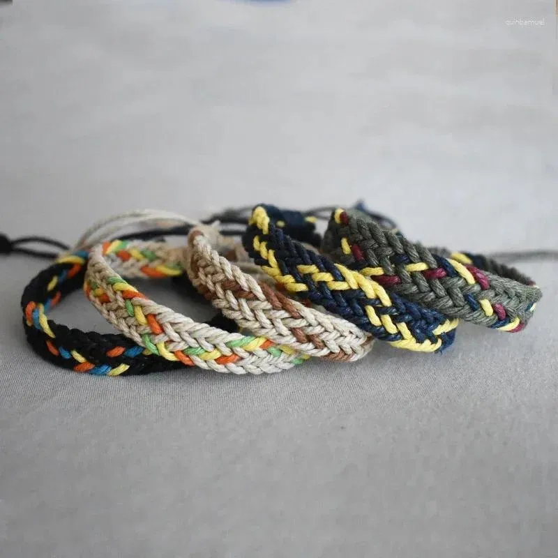 Очарование браслетов этническая нить браслет ретро -ручная ручная ручная работа бого многоцветная плетеная плетена
