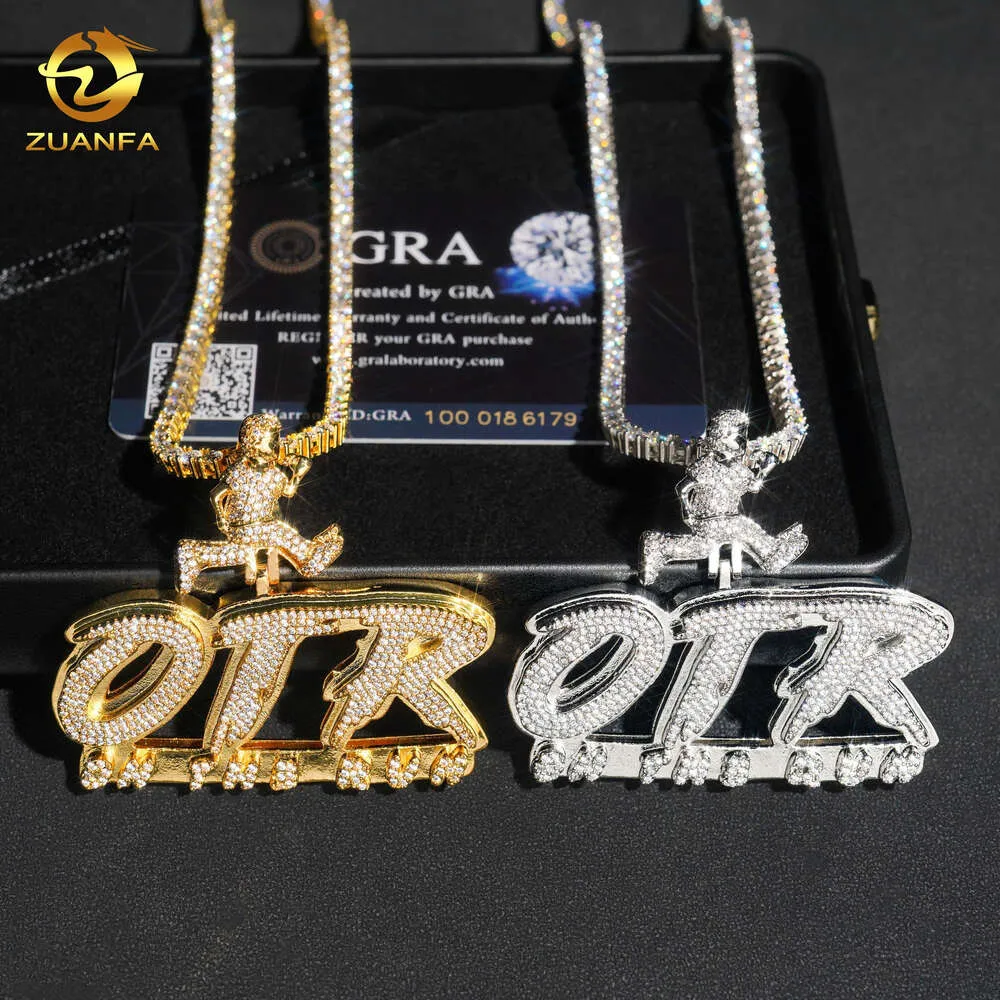 Prix de gros VVS Hip Hop Iced Out 925 Collier pendentif à collier personnalisé en argent sterling