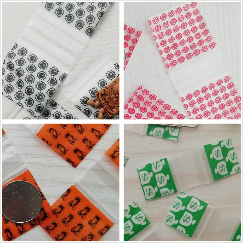 Design Mini Zip Lock Bags Poly Sags armazenamento de sacolas plásticas 4 padrões 6-15 tamanhos selecionados #H44