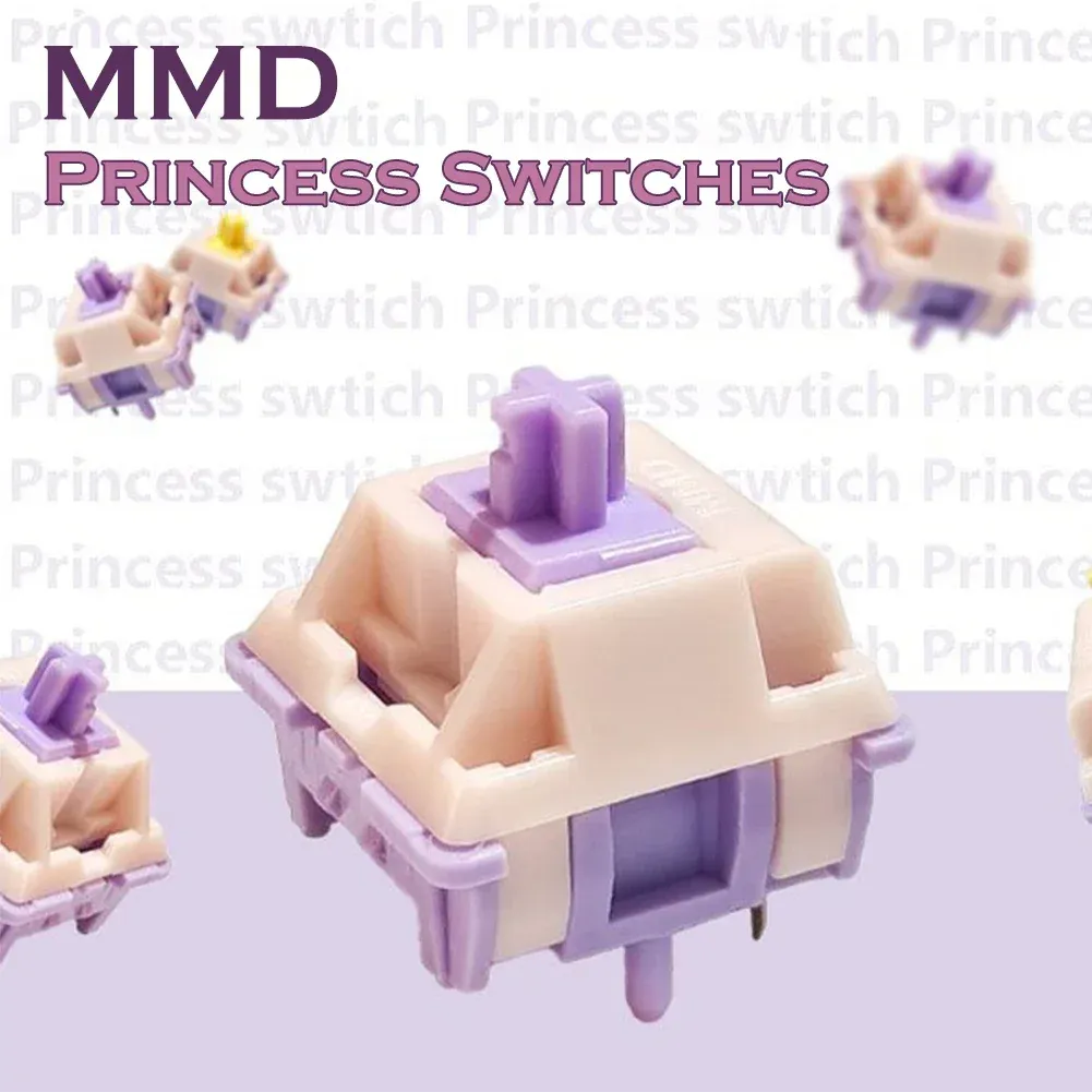 Keyboards MMD Princess V2 Switch 5Pins Linear Tactile 38/45g DIY Custom Mechanical Keyboard Switches HIFI POM PTFE Material Prelubed